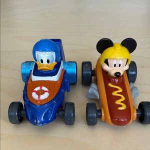 Disney Mickey and Donald Duck Racing Cars - Blue and Orange Kids Made by Mattel